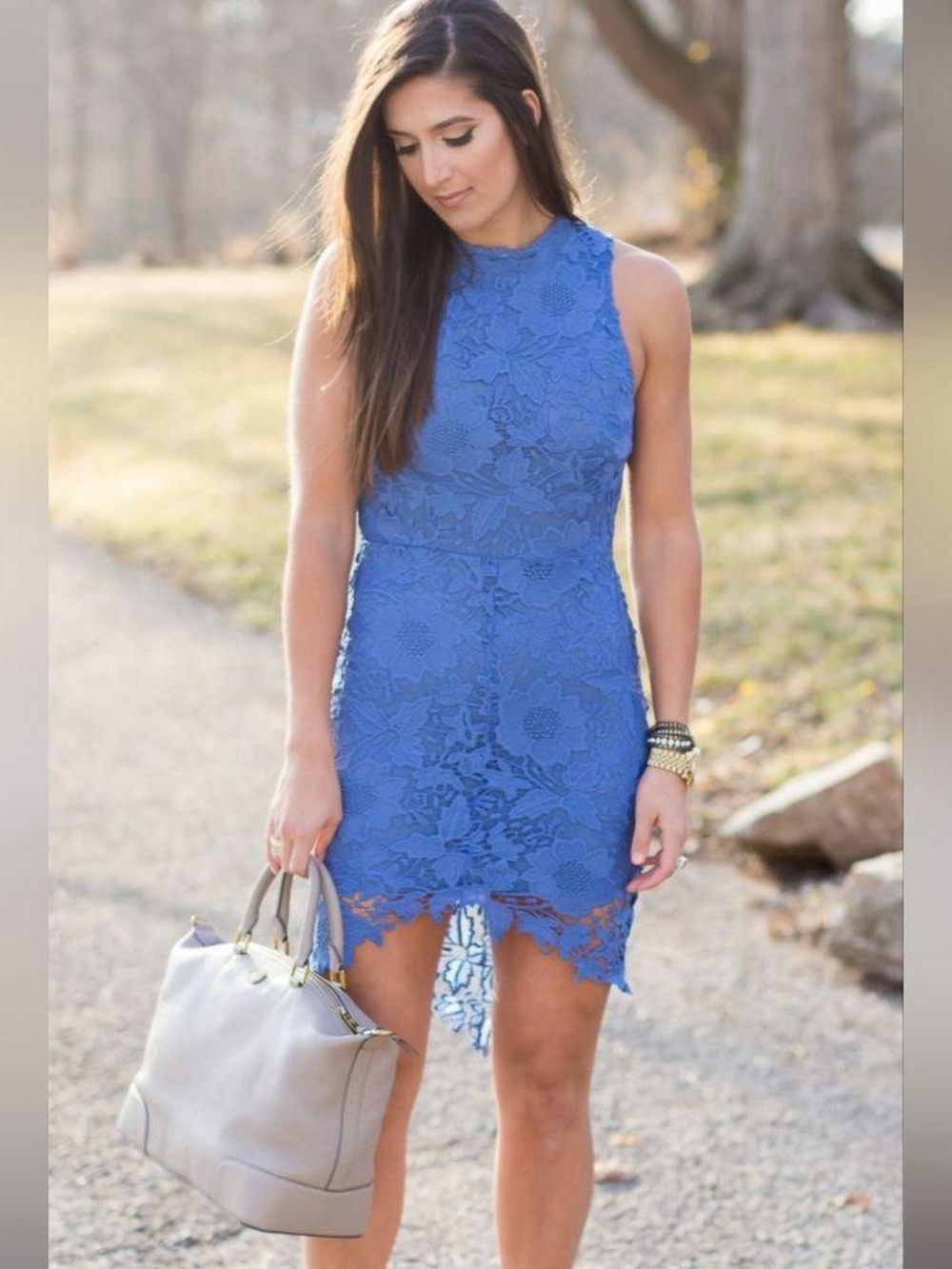 ASTR Sleeveless Royal Blue Lace Mini Dress